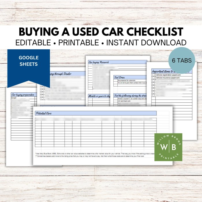 Used car checklist